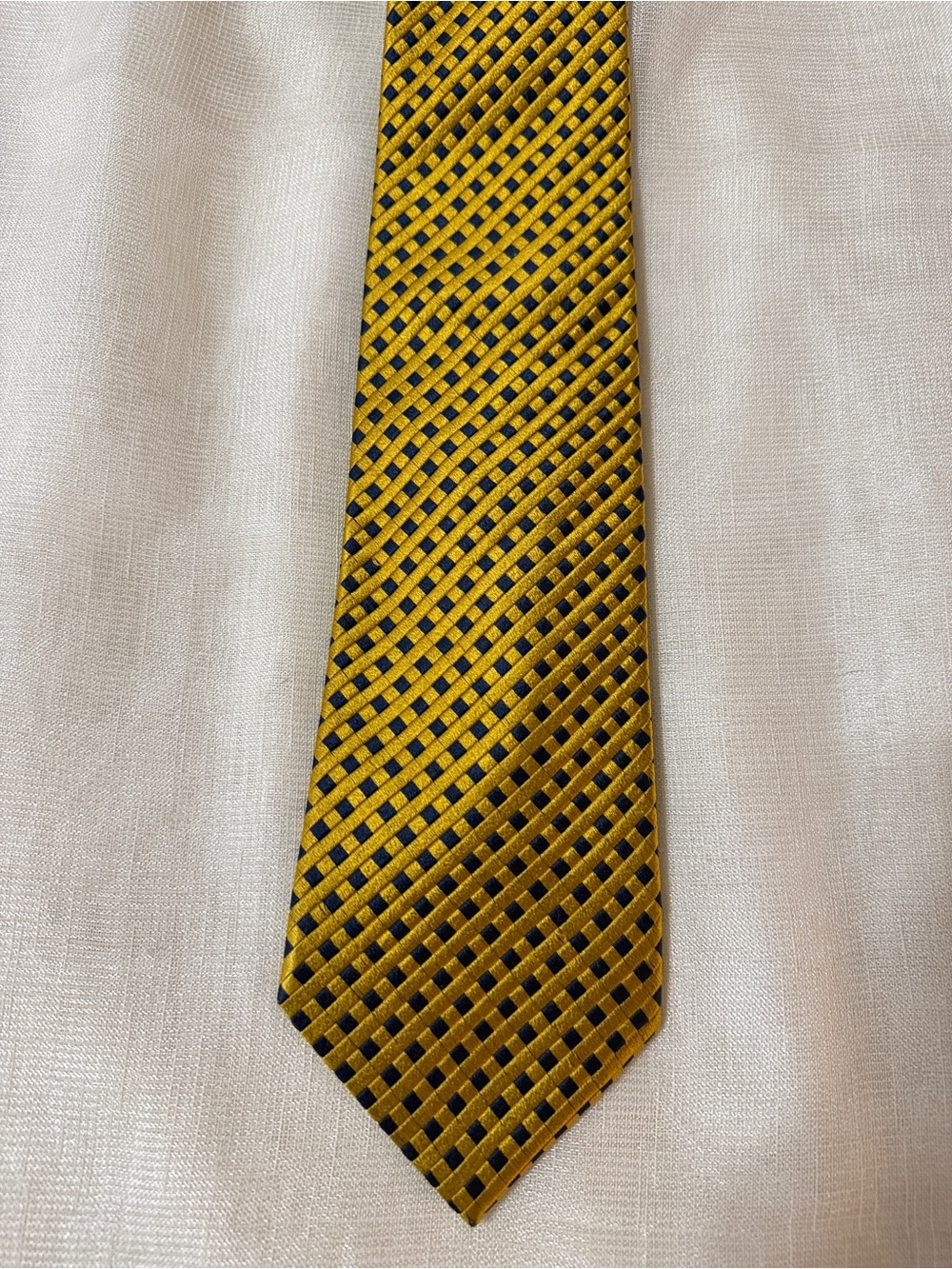 Vintage Y2K Zadi Andrews Ties Milano Gold Navy Geometric Silk Tie Made in Italy